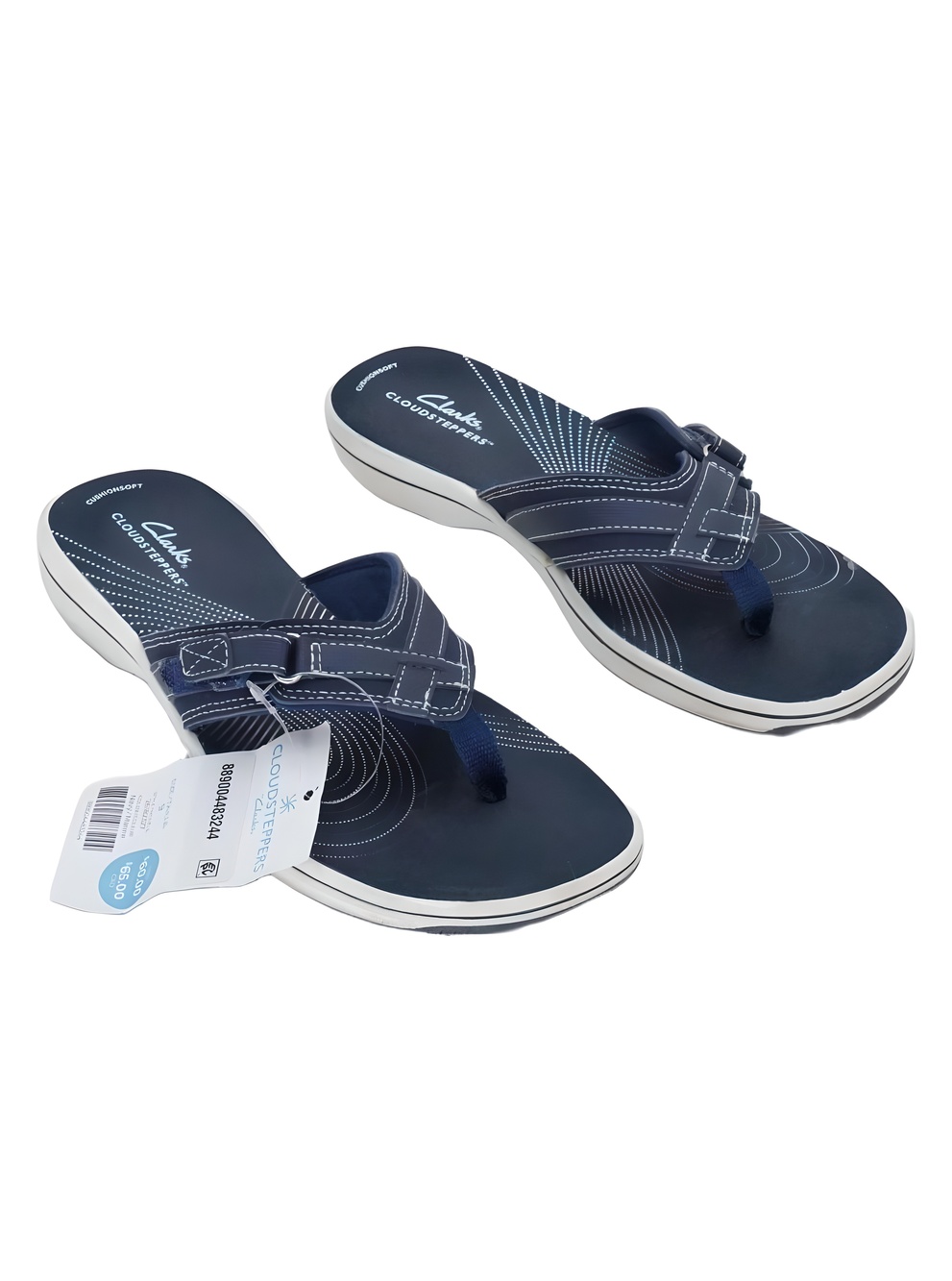 Clarks Cloudsteppers Breeze Op Navy Blue Flip Flop Sandals Size 9M